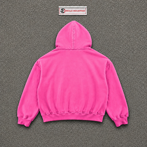 Sweat à capuche rose 100% molleton épais, coupe oversize, effet délavé, motif graphique vintage, en molleton bouclette, avec logo imprimé et poche, pour l'automne, en promotion - Product Image 6