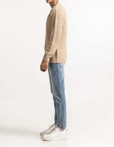 Pull-over en maille jacquard à col rond pour homme, personnalisé ODM, avec imprimé lettres sur le devant, grande taille, style streetwear ample, vente en gros - Product Image 4