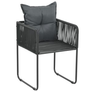 Set di 6 Sedie in Rattan PE Nero con Struttura in Acciaio Verniciato a Polvere e Poliestere, Arredamento da Giardino - Product Image 2