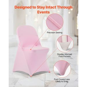 50 Fundas de Licra de Poliéster Rosa para Sillas, Fundas Elásticas con Frente Plano para Bodas, Fiestas, Cenas o Banquetes - Product Image 6