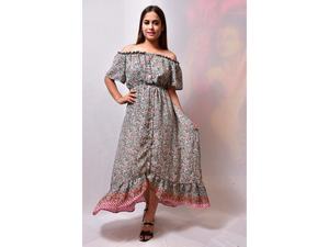 Vestido de seda geométrico Floral de verano informal para mujer, talla libre, largo, bohemio, estilo de fiesta, cintura Natural para vacaciones, vacaciones, Playa - Product Image 5