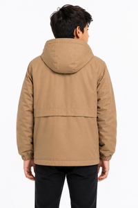 Veste d'hiver à capuche pour garçons Livster, marron kaki, fermeture éclair intégrale, coupe-vent d'extérieur, plusieurs poches zippées, veste décontractée chaude pour enfants - Product Image 3