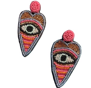 Pendientes de Corazón con Cuentas de Colores, Diseño de Pendientes con Cuentas, Joyería Festiva para Mujer al Mejor Precio - Product Image 1
