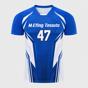 เสื้อเจอร์ซีย์กีฬาคอกลมแขนแร็กแลนพิมพ์ลายแบบสับลิเมชั่นแห้งเร็วสำหรับผู้ชาย ยี่ห้อ TESSUTO เหมาะสำหรับฝึกซ้อมฟุตบอลและเป็นเสื้อทีม - Product Image 1