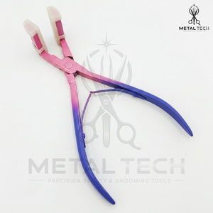 Pince à ruban adhésif pour extensions capillaires dégradé rose-violet, structure métallique lisse, mâchoires en silicone souple, pince de pressage pour sceller les bandes - Product Image 4