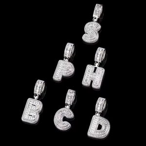 Gold Plated Iced Out Letter <b>Pendant</b> Necklace a to Z <b>Initial</b> Charm Micro Pave Moissanite Hiphop Chain Luxury Jewellery Gift - Product Image 3