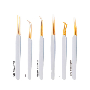 2026 New Style Fine Quality Stainless Steel Eyelash Tweezer Set Wholesale with Pointed Straight and Curved Tweezers - Product Image 1