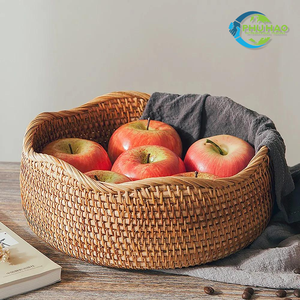 Handwoven RATTAN TRAY <b>FRUIT</b> <b>STORAGE</b> BASKET with Handles Gift, Serving & Home Decor Food, <b>Fruit</b> & Display Tray - Product Image 2