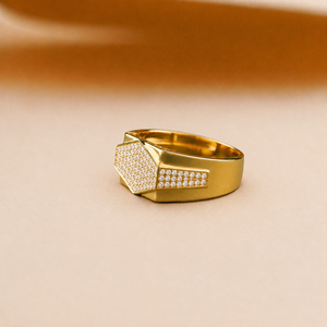Anillo de Compromiso para Hombre, Chapado en Oro de 14K, con Moissanita, Corte Brillante Redondo, Anillo Elegante para Él - Product Image 4