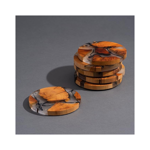 Handmade Wooden Absorbent Drink Coaster Set with <b>Epoxy</b> Resin Luxury <b>Coffee</b> <b>Table</b> Protection Decor - Product Image 2