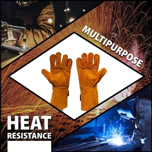 Guantes de Soldadura Reforzados de Cuero para Mayor Destreza, Refuerzo Doble en la Palma, Resistentes al Calor para Hornos, Barbacoas y Parrillas - Product Image 2