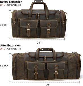 Vintage Comfort Genuine <b>Leather</b> Duffle <b>Bag</b> for Men Women Fashionable Gym Sports Travel <b>Bag</b> with Two Front Pockets Candy Pattern. - Product Image 4