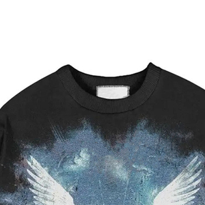 T-shirt graphique oversize pour homme, manches longues superposées, streetwear, imprimé ange, coton, décontracté, tendance, urbain - Product Image 6