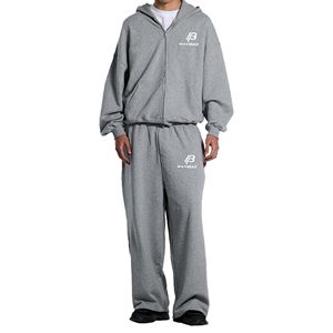 Conjunto Deportivo de Forro Polar con Capucha para Hombre, Color Gris Sólido, Resistente al Viento, de Secado Rápido, Anti-UV, Ecológico, 100% Algodón, Corte Regular, Estilo Urbano - Product Image 1