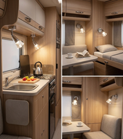 Lampe de lecture LED RV 12V à intensité variable, rotative, pour camping-car, lampe de chevet intérieure avec double port USB A et Type C