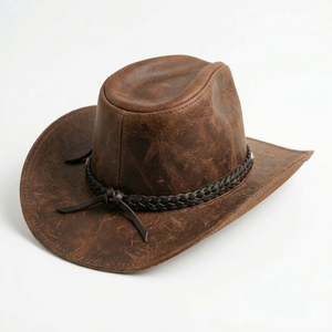 Sombrero de Vaquero de Cuero Hecho a Mano de Lujo, Transpirable, Ajustable, Estilo Occidental Vintage, para Uso Diario, para Hombres y Mujeres - Product Image 3