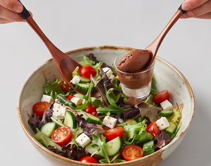 Ensemble cuillère et fourchette en bois avec poignées noires, design minimaliste, couverts réutilisables pour la cuisine - Product Image 5