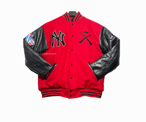 Custom Men Green Wool Body and <b>White</b> Leather Sleeves Varsity <b>Jacket</b> - Product Image 4