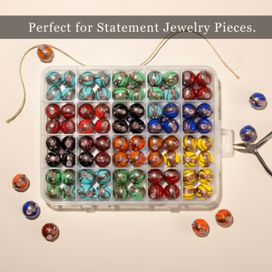 EXCEL EXPORTS Perles en verre soufflé multicolores de 12 mm |   Articles de bijouterie ronds pour la fabrication de bijoux et l'artisanat DIY, à usage décoratif |   Fil de 8 pouces - Product Image 6