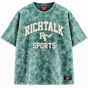 Camiseta de manga corta para hombre, oversize, con estampado digital y efecto tie-dye frontal, cuello redondo, informal, de punto, 100% algodón, con patrón de letras lavadas - Product Image 6