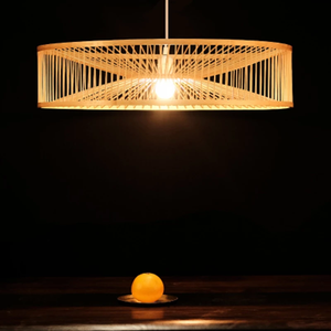 Abat-jour en bambou et rotin fait main, luminaire pour décoration intérieure de style côtier - Product Image 2