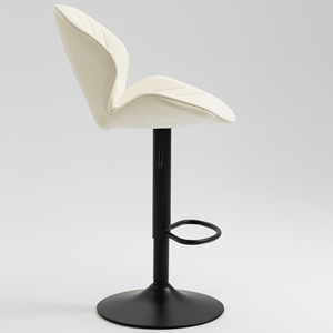 Set di 2 sgabelli da Bar regolabili con schienale e poggiapiedi altezza sedie da Bar per cucina Pub-Cream - Product Image 3