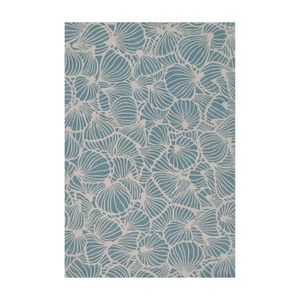 Tapis rectangulaire moderne à motifs abstraits bleu et blanc en polyester antidérapant pour salon, prix de gros - Product Image 1