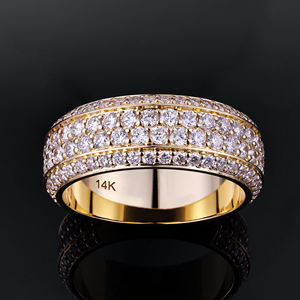 Anillo de Boda de Lujo para Mujer, Oro Sólido de 14K, Diamante Sintético Cultivado en Laboratorio, Corte Brillante, Color G, Certificado IGI, Estilo Hiphop - Product Image 3