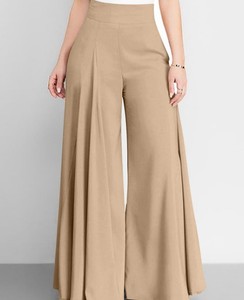 Pantalon de travail décontracté coréen taille haute droit uni en toile pour femme – Vente en gros - Product Image 3