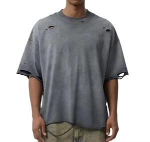 Camiseta de Lujo para Hombre, 100% Algodón, de Alta Calidad, Lisa, Ecológica, 230g, Oversize, con Efecto Desgastado - Product Image 4