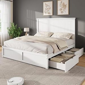 Cadre de lit king size en bois massif de qualité supérieure, fait main, luxe, mobilier de chambre à coucher haut de gamme avec pied de lit. - Product Image 6