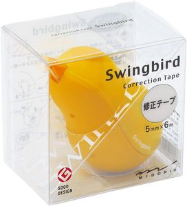 GANRAKU MIDORI Rouleau correcteur en forme d'oiseau mignon, blanc, papeterie de bureau japonaise - Product Image 3
