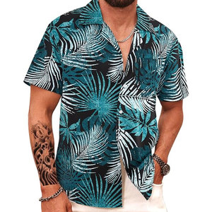 Modern <b>Men</b> Hawaiian <b>Shirt</b> Short Sleeve Tropical Print Button Up Casual <b>Shirt</b> <b>For</b> Beach Vacation Travel And Resort Wear - Product Image 1