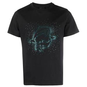 Camiseta de Manga Corta para Hombre, Cuello Redondo, Color Negro, Corte Regular, Tejido Jersey, Color Sólido, Diseño Liso - Product Image 5