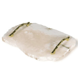 Plateau de vanité en marbre blanc naturel le plus vendu, accents de cuisine, festivals, mariages, célébrations à domicile, poignée dorée de luxe - Product Image 1