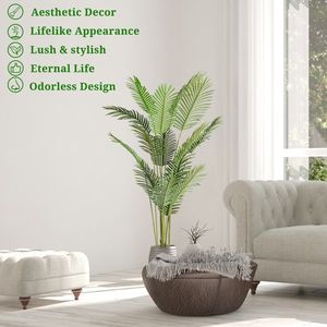 Árbol Artificial de Plástico Verde FCH de 4 Pies, Simulación de Palmera de 12 Hojas - Product Image 3