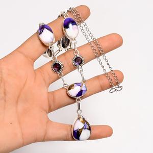 Collier Lariat en Argent Sterling Fait Main avec Pierres Turquoise, Améthyste et Rose Violette, Bijou Bohème Artisanal, Cadeau pour Elle - Product Image 3