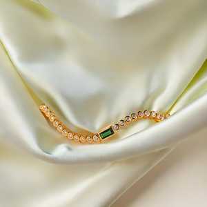 Emerald Baguette Tennis <b>Bracelet</b> Bezel 925 Sterling Silver <b>14K</b> Rose <b>Gold</b> Plated Luxury Vintage Gemstone Jewelry Women Wholesale - Product Image 5