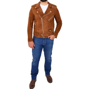 แจ็คเก็ตหนังกลับสีน้ำตาลสำหรับผู้ชายรุ่นใหม่ล่าสุด ทรงเข้ารูป สไตล์สตรีทแวร์ เสื้อคลุมกันหนาว หนังกลับคุณภาพพรีเมียม นุ่มสบาย รับผลิตแบบ OEM ODM - Product Image 5