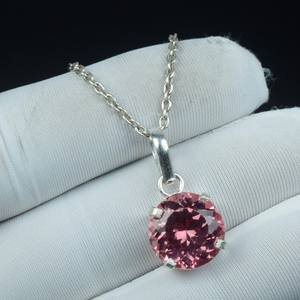 Pendentif en Kunzite rose, pierre de naissance de février, taille ronde, en argent sterling 925, collier minimaliste, cadeau - Product Image 4