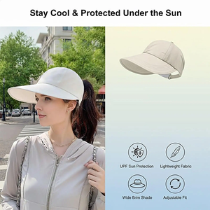 Sombrero para el sol transpirable con protección UV de ala ancha, sombrero de pescador para playa y exteriores, gorra de protección solar, sombrero para el sol ajustable - Product Image 4