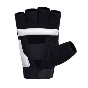 Guantes de gimnasio de medio dedo, material de malla, negro, blanco, unisex, equipo de entrenamiento para levantamiento de pesas, diseño sin cordones, guantes de entrenamiento físico - Product Image 4