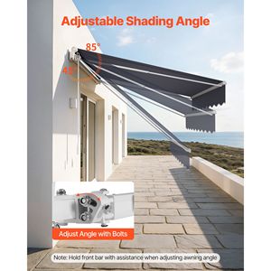 Manual Retractable 8.2FT X 6.6FT Outdoor Patio Awning Water Resistant Polyeste Sun <b>Shade</b> for Patio Door <b>Window</b> Max Projection 5m - Product Image 6