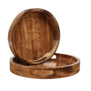 Plateau rectangulaire en bois d'acacia massif de qualité supérieure avec rebord incurvé - Product Image 6