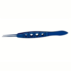 Pinces chirurgicales droites à dents bleues en titane de précision 110 mm, revêtement bleu, pour la chirurgie générale - Product Image 4