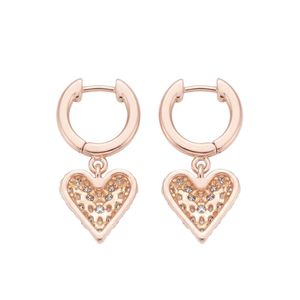 Pendientes de Aro de Diamantes de Forma Redonda con Certificado GRA, Chapados en Oro Rosa de 14K, con Moissanita en Forma de Corazón, Regalo para Bodas y Fiestas - Product Image 3