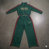 Ensemble de survêtement décontracté coupe régulière en nylon avec veste coupe-vent à fermeture éclair et pantalon de jogging, personnalisable en usine, couleur unie