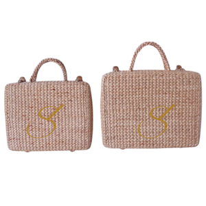 Vintage Water Hyacinth <b>Wicker</b> Picnic <b>Basket</b>: <b>Square</b> Woven Storage - Product Image 2