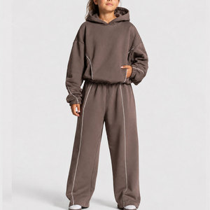 Ensemble de survêtement gris pour femme, manches longues, couleur unie, coupe décontractée avec poches latérales, pantalon de survêtement et sweat à capuche pour l'automne - Product Image 1