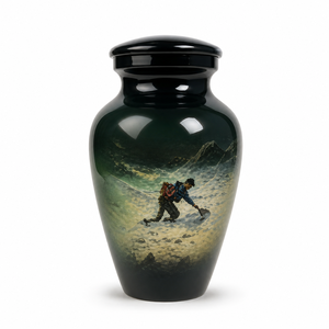 TROUT FISHERMAN Personalized Metal Brass/Aluminum <b>Keepsake</b> Urn <b>for</b> Pet's <b>Ashes</b> <b>for</b> Memorial Storage - Product Image 1